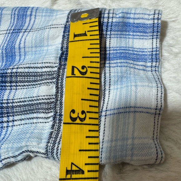 Aerie Blouse Women’s oversized SP Blue Plaid Hooded Button Front Long Sleeves - Picture 8 of 12